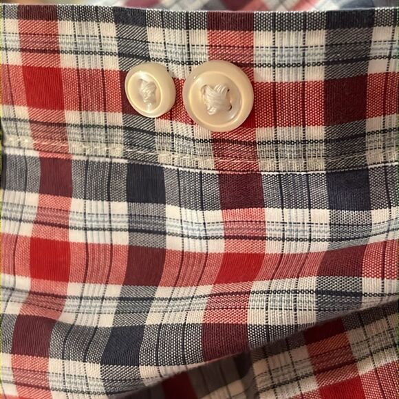 L.LBean Plaid Red Blue Traditional Fit Cotton Button Down Shirt NWOT - Picture 7 of 7